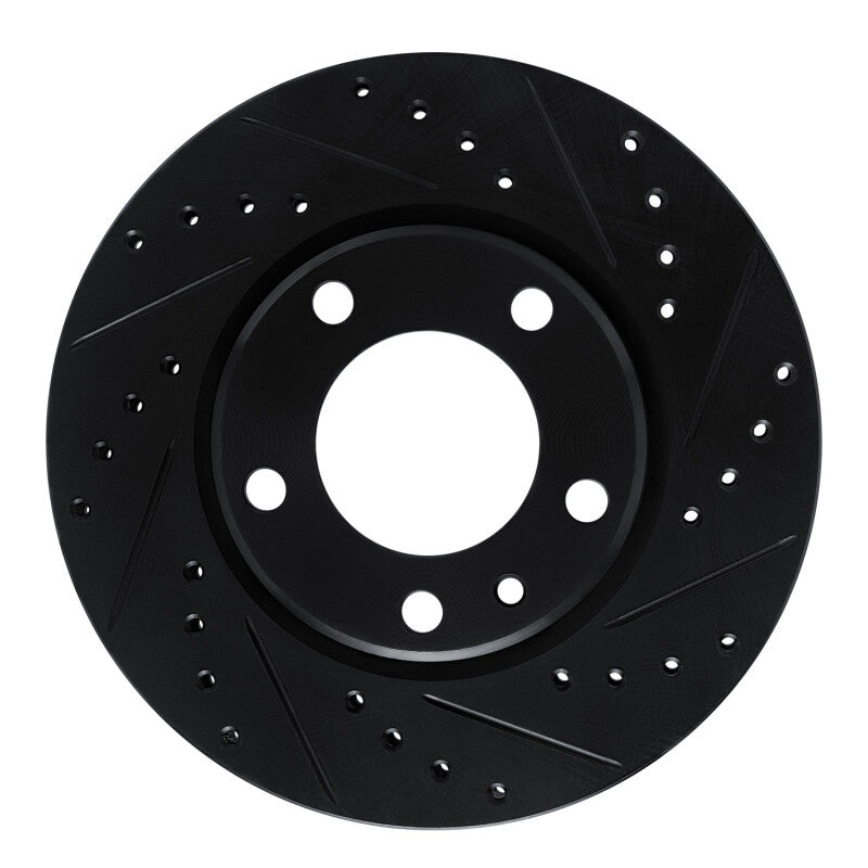R1 Concepts R1 88-91 BMW M3 Front Right Drilled & Slotted Black Brake Rotor