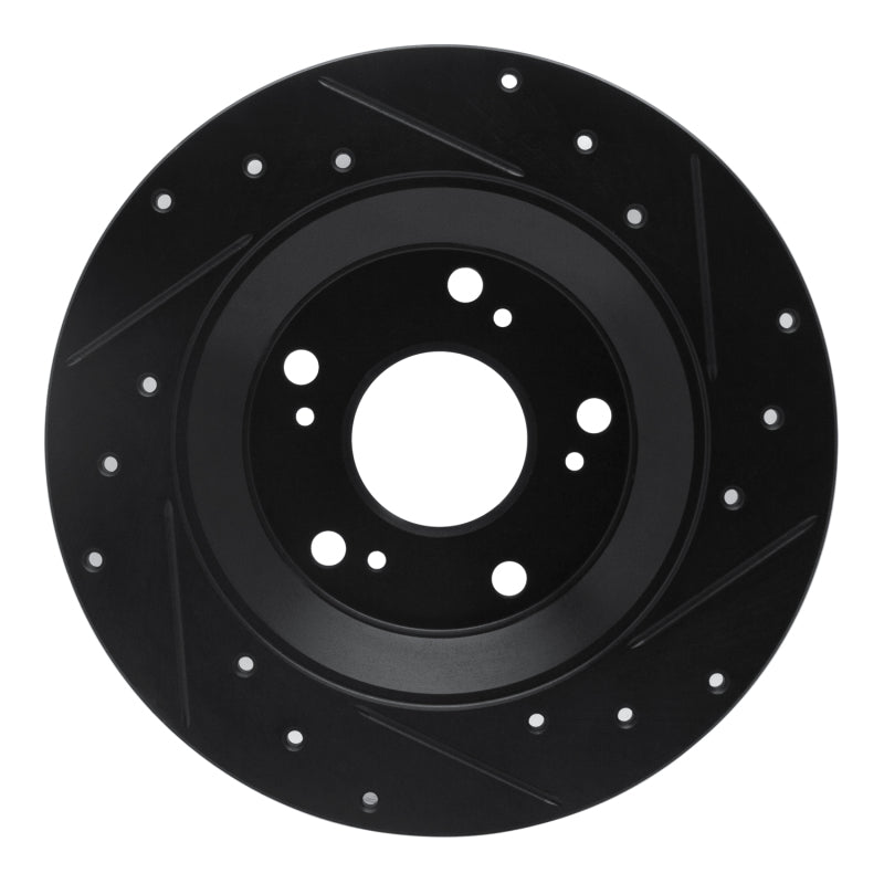 R1 Concepts R1 00-09 Honda S2000 Rear Left Drilled & Slotted Black Brake Rotor