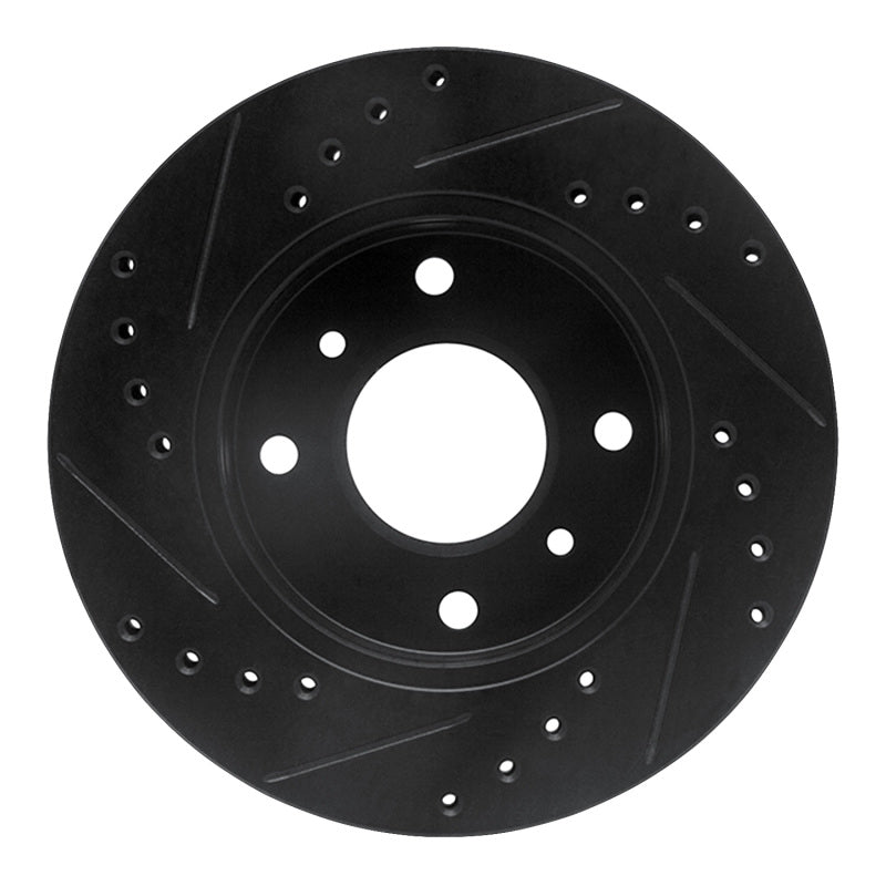 R1 Concepts R1 89-13 Infiniti G20 Front Right Drilled & Slotted Black Brake Rotor