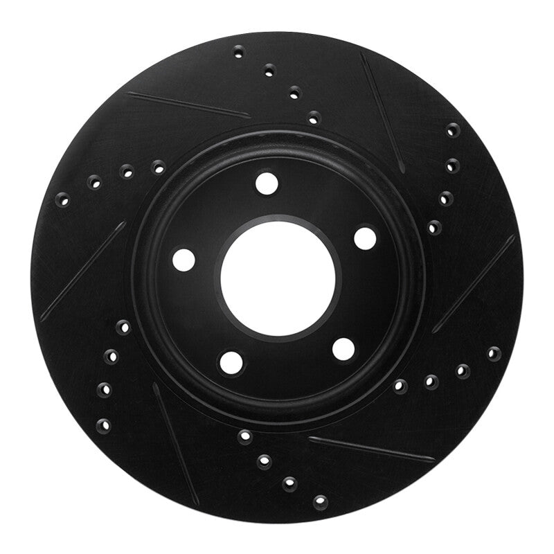 R1 Concepts R1 11-25 Chevrolet City Express Front Left Drilled & Slotted Black Brake Rotor
