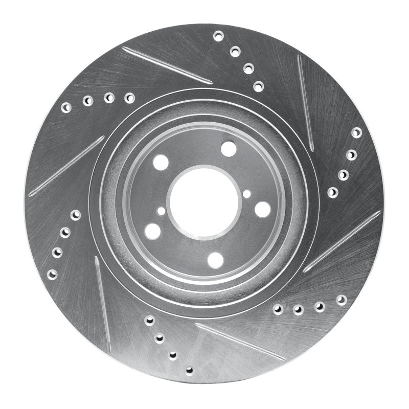 R1 Concepts R1 04-25 Scion FR-S Front Left Drilled & Slotted Silver Brake Rotor