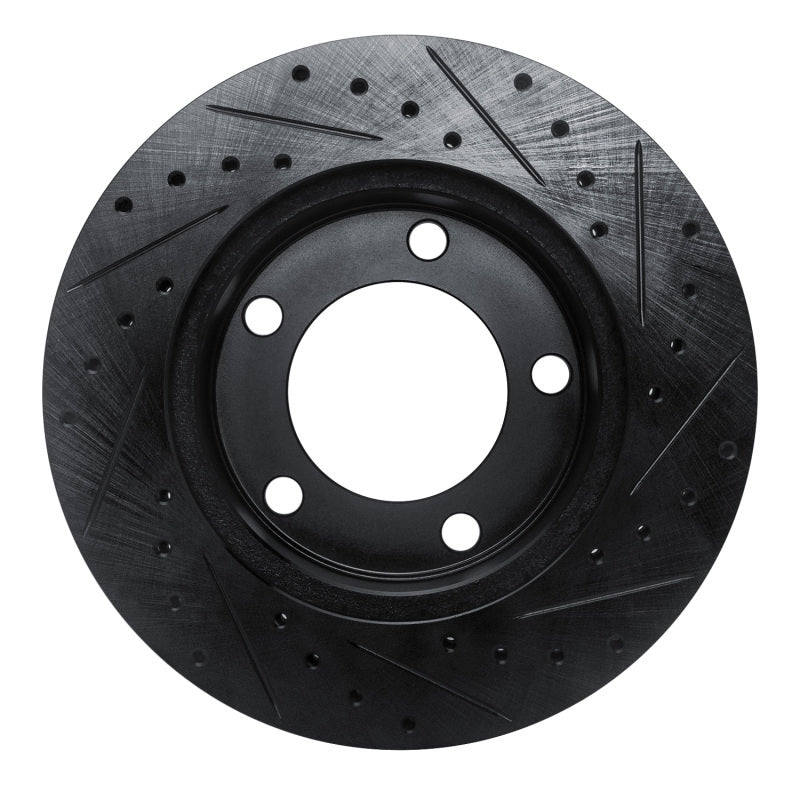 R1 Concepts R1 94-96 Ford F-150 4WD Front Left Drilled & Slotted Black Brake Rotor