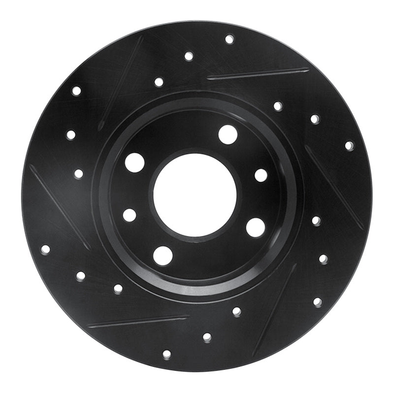 R1 Concepts R1 2009-2019 Fiat 500 (USA/Canada) Rear Right Drilled & Slotted Black Brake Rotor