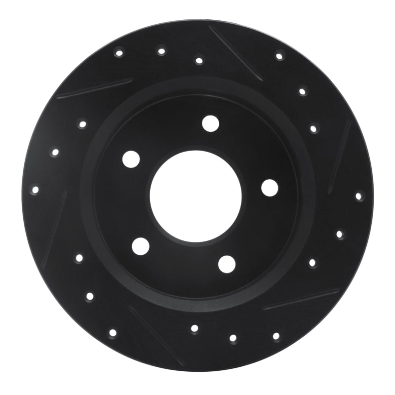 R1 Concepts R1 84-88 Pontiac 6000 Rear Left Drilled & Slotted Black Brake Rotor