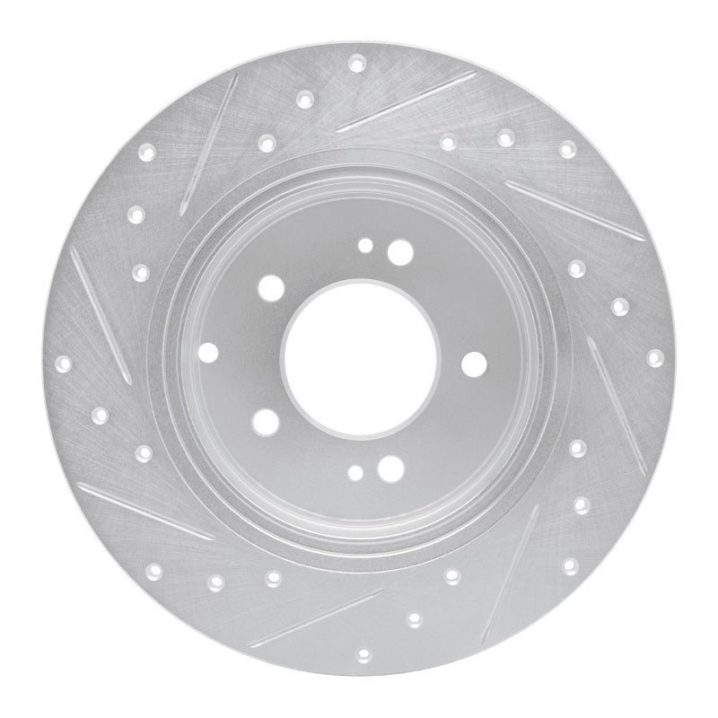 R1 Concepts R1 17-19 Kia Cadenza Rear Right Drilled & Slotted Silver Brake Rotor