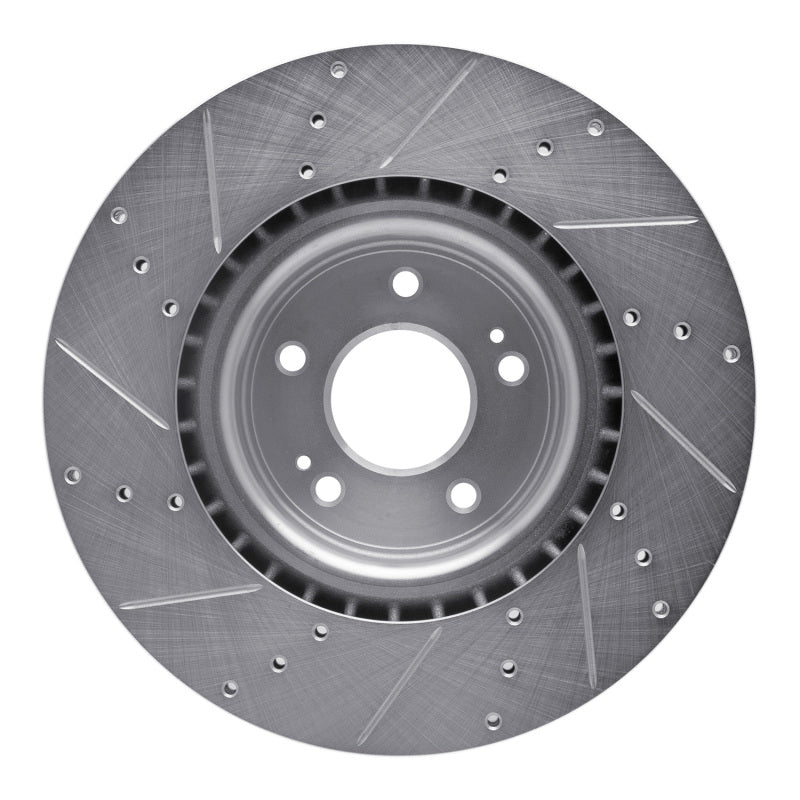 R1 Concepts R1 10-16 Hyundai Genesis Coupe Front Right Drilled & Slotted Silver Brake Rotor