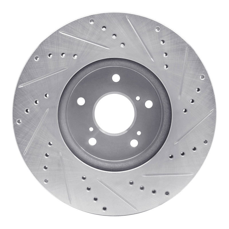 R1 Concepts R1 2013-2025 Acura ADX Front Left Drilled & Slotted Silver Brake Rotor