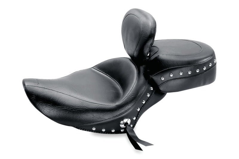 Mustang Motorcycle Mustang 04-21 Harley Sportster Wide Touring Solo Seat w/Driver Backrest Studs - Black