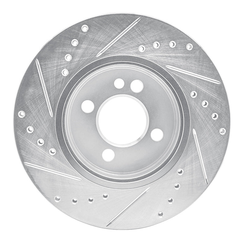R1 Concepts R1 07-15 Mini Cooper (Excl Clubman) Front Right Drilled & Slotted Silver Brake Rotor