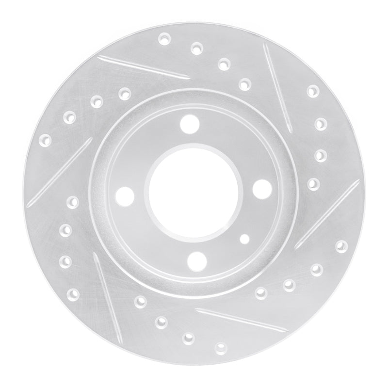 R1 Concepts R1 80-08 Audi 4000 Front Left Drilled & Slotted Silver Brake Rotor
