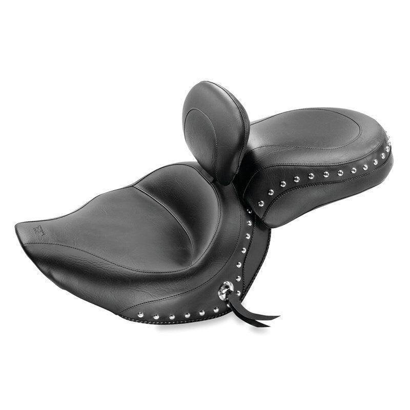 Mustang Motorcycle Mustang 06-15 Yamaha Roadliner, Stratoliner Wide Touring Solo Seat w/Driver Backrest Studs - Black