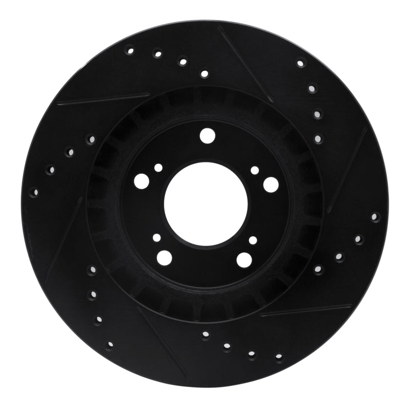 R1 Concepts R1 00-09 Honda S2000 Front Left Drilled & Slotted Black Brake Rotor