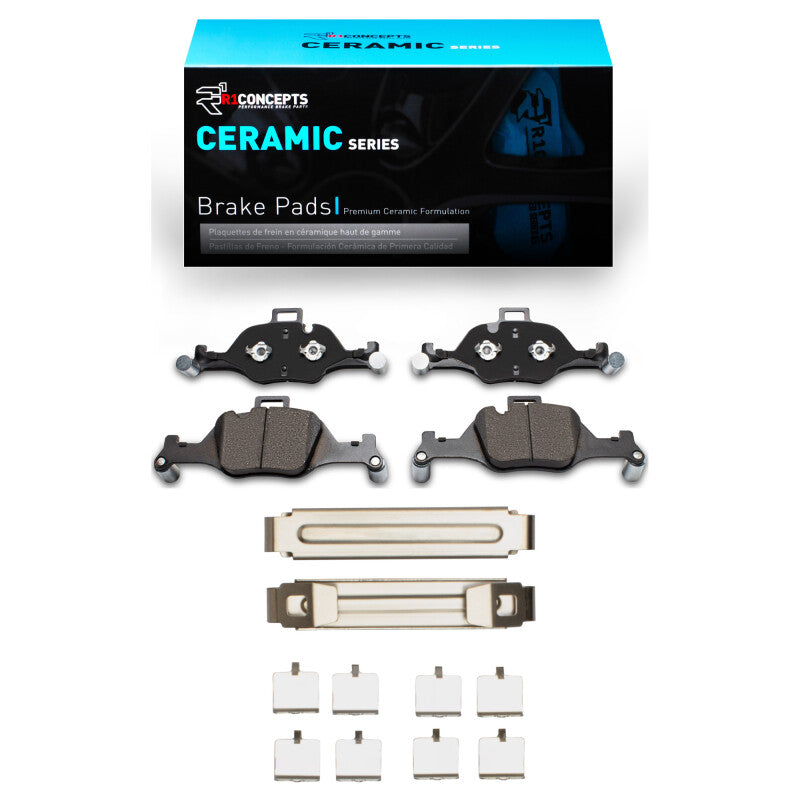 R1 Concepts R1 17-25 BMW 430I Front Ceramic Brake Pads & Hardware Kit