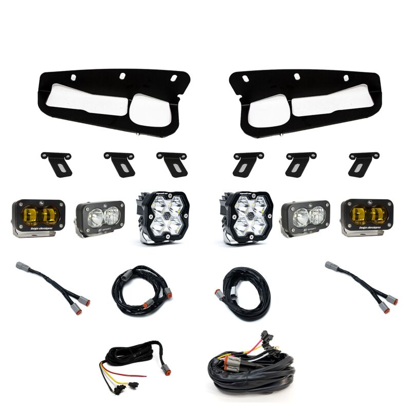 Baja Designs 21-25 Ford Bronco Squadron 2.0 Sport (Spot) & S2 Sprt D/C Clr /S2 SAE Ambr ST Bmpr w/UP