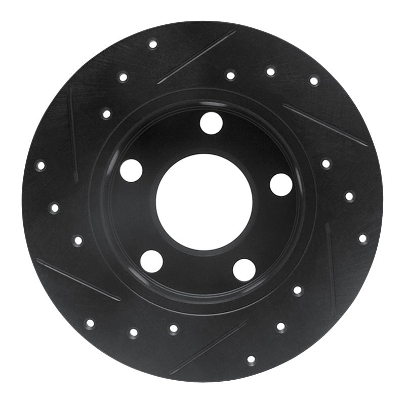 R1 Concepts R1 85-00 Audi 5000S Quattro Rear Right Drilled & Slotted Black Brake Rotor