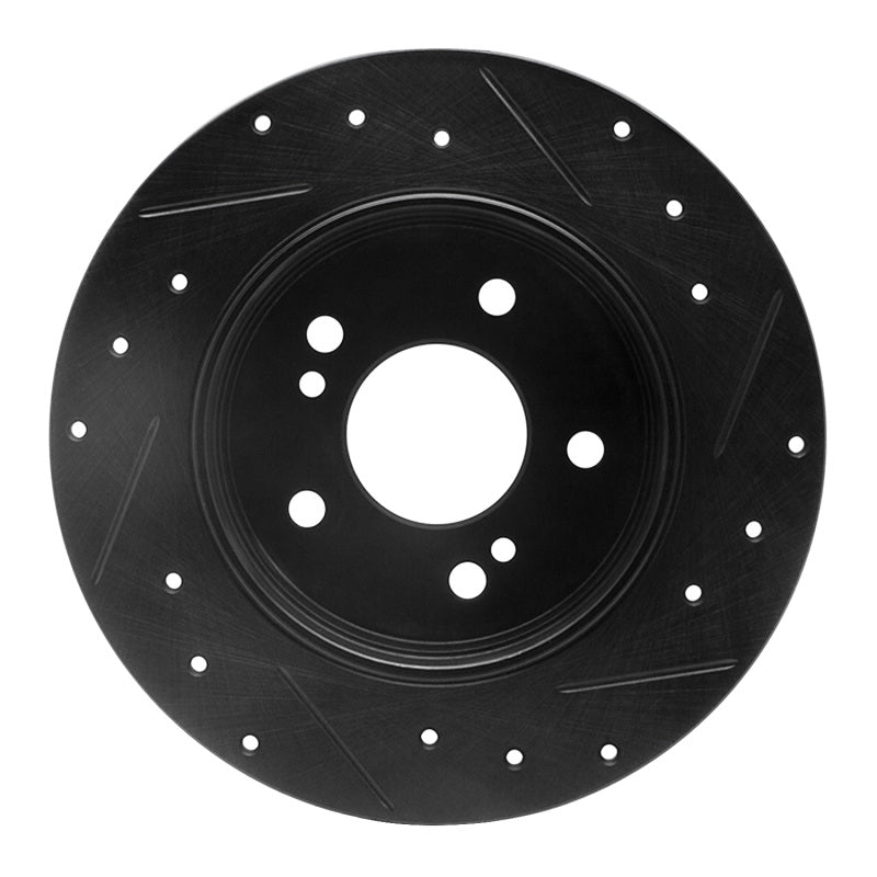 R1 Concepts R1 87-15 Chrysler Crossfire Rear Left Drilled & Slotted Black Brake Rotor