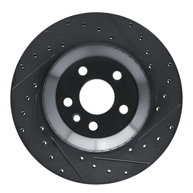 R1 Concepts R1 20-26 Jaguar F-Pace Rear Right Drilled & Slotted Black Brake Rotor
