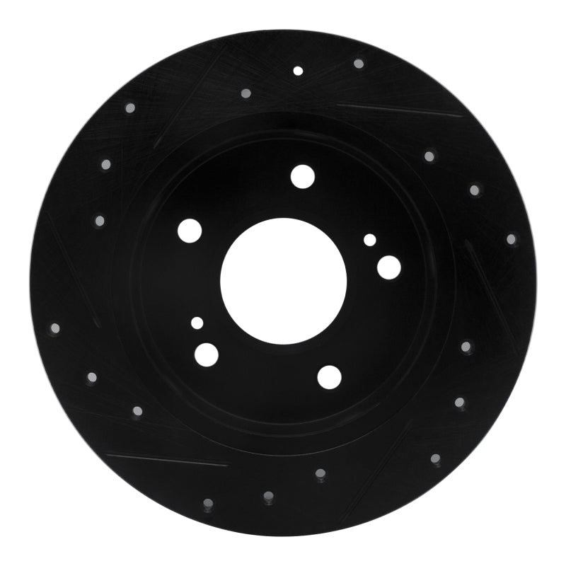 R1 Concepts R1 94-98 Nissan 240SX Rear Right Drilled & Slotted Black Brake Rotor