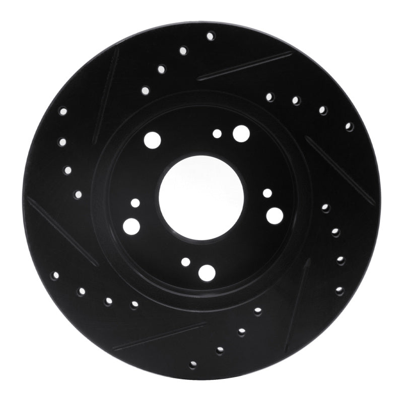 R1 Concepts R1 02-15 Acura RSX Front Right Drilled & Slotted Black Brake Rotor