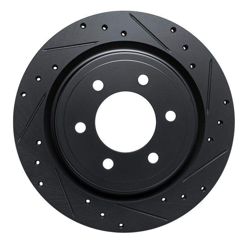 R1 Concepts R1 2021-2025 Ford F-150 RWD Rear Right Drilled & Slotted Black Brake Rotor
