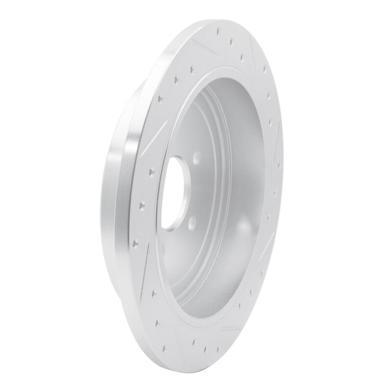 R1 Concepts R1 03-11 Lincoln Town Car Rear Left Drilled & Slotted Silver Brake Rotor