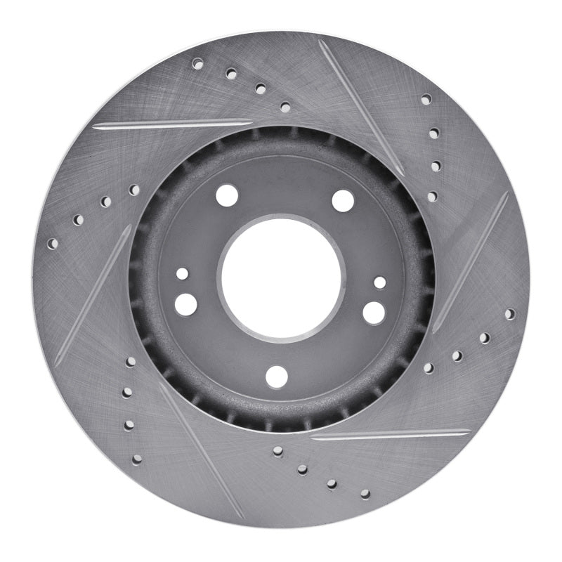 R1 Concepts R1 11-25 Hyundai Veloster Front Left Drilled & Slotted Silver Brake Rotor
