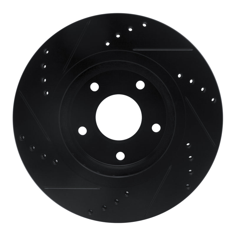 R1 Concepts R1 07-15 Nissan Rogue Front Right Drilled & Slotted Black Brake Rotor