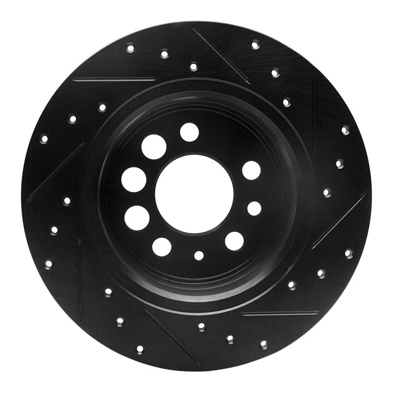 R1 Concepts R1 74-95 Volvo 244 Rear Left Drilled & Slotted Black Brake Rotor