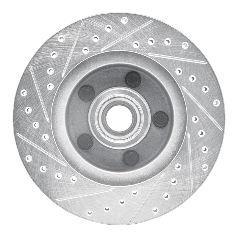 R1 Concepts R1 1974-1980 Ford Granada Front Right Drilled & Slotted Silver Brake Rotor