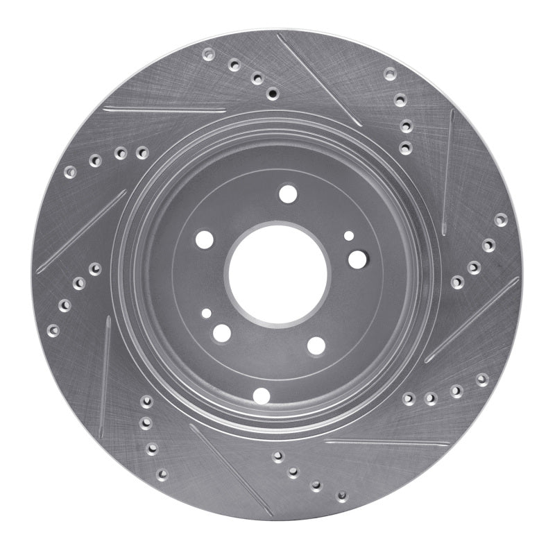 R1 Concepts R1 10-16 Hyundai Genesis Coupe Rear Left Drilled & Slotted Silver Brake Rotor