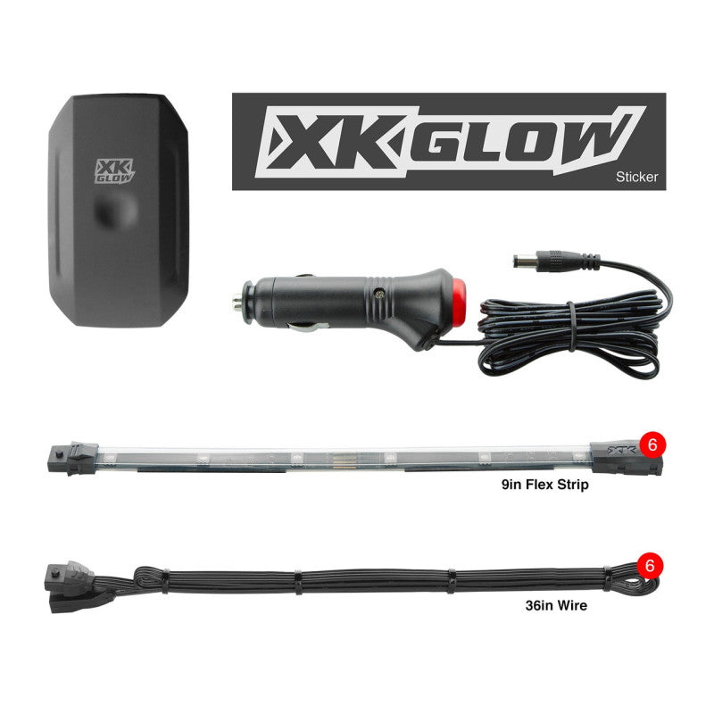 XKGLOW XK Glow New Style XKchrome Car Interior Mini Kit w/ Dual-Mode Dash Mount Controller 6x10In