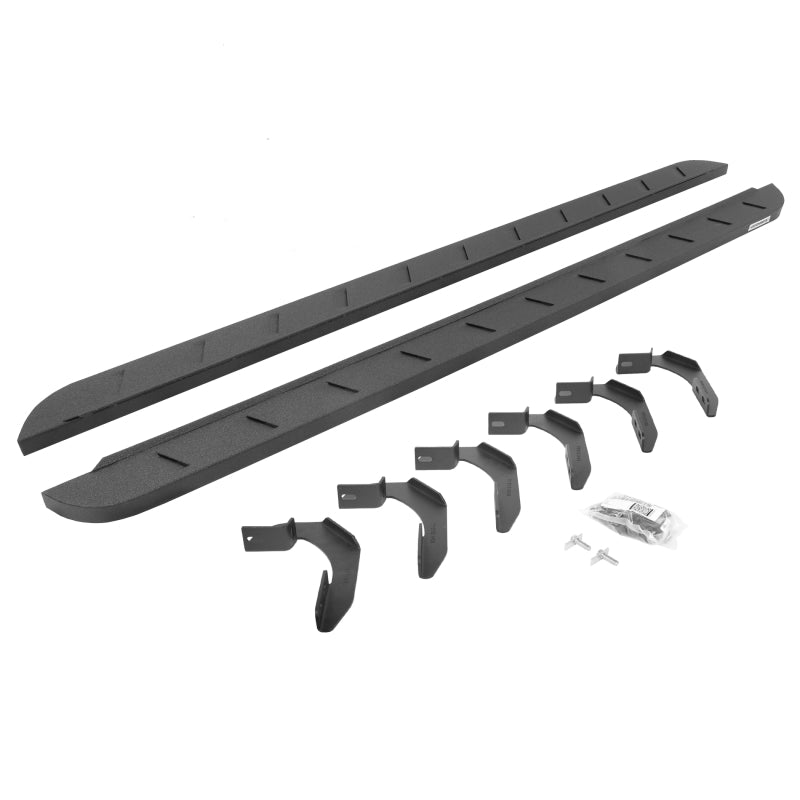Go Rhino 04-14 Ford F-150 Super Crew 4DR RB10 Slim Running Boards Kit (w/Brackets) - Bedliner Coat