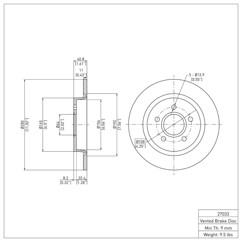 DFC 04-13 Volvo C70/C30/V50/S40 Rear Brake Rotor