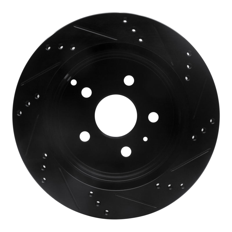 R1 Concepts R1 10-17 Chevrolet Equinox Rear Left Drilled & Slotted Black Brake Rotor