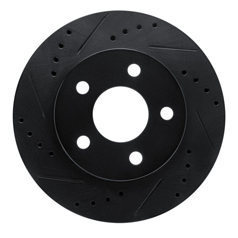 R1 Concepts R1 86-92 Ford Taurus SHO Front Left Drilled & Slotted Black Brake Rotor