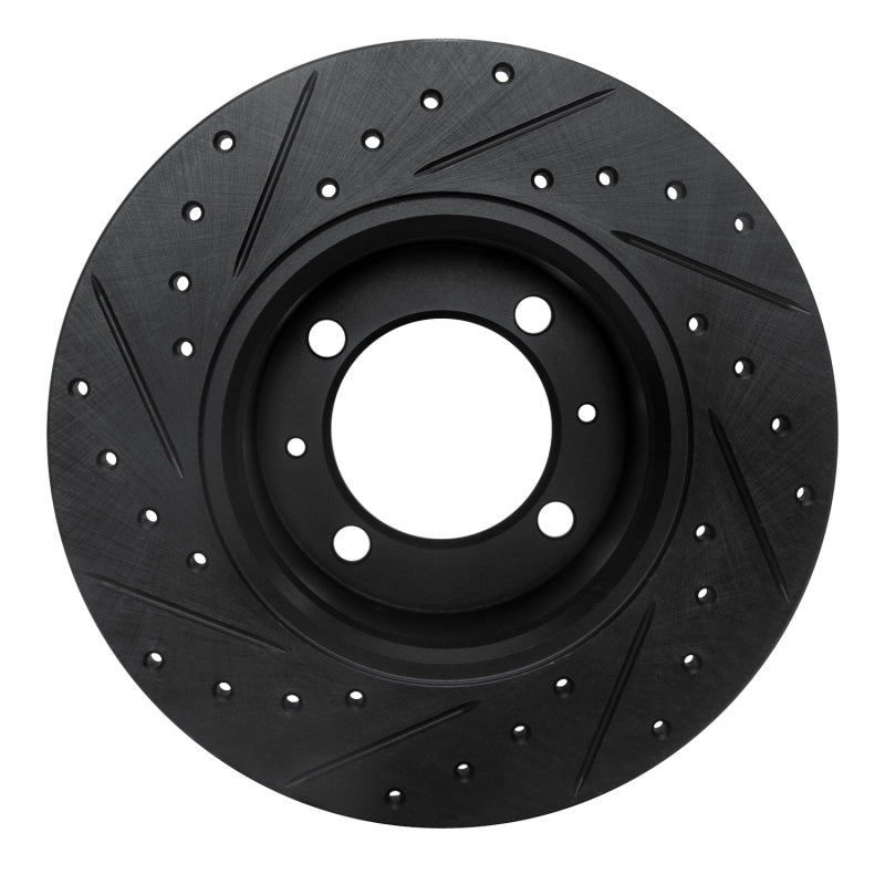 R1 Concepts R1 81-87 Saab 900 Front Right Drilled & Slotted Black Brake Rotor