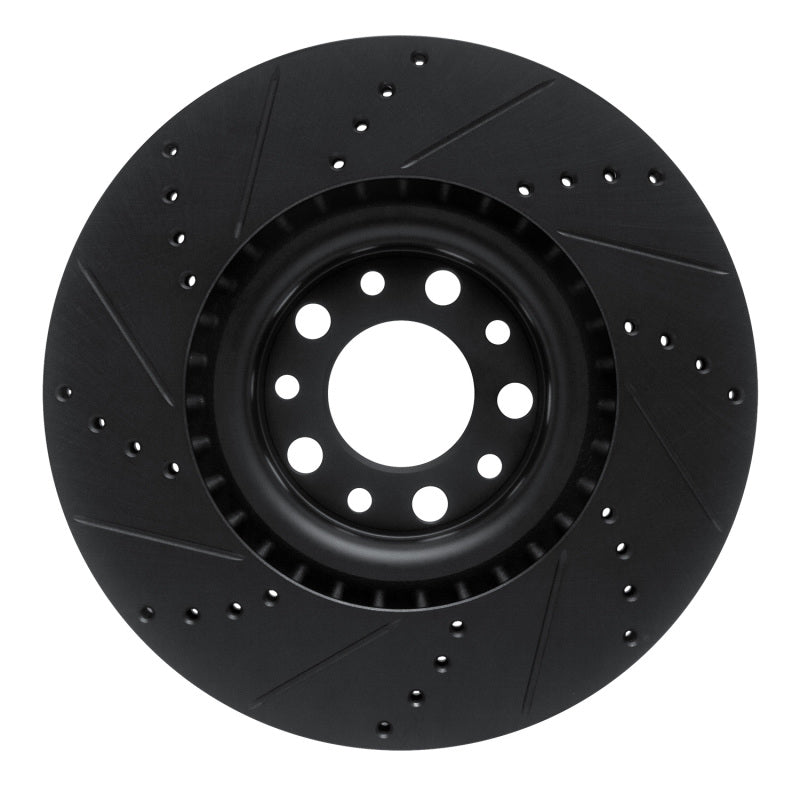 R1 Concepts R1 2017-2025 Alfa Romeo Stelvio Front Right Drilled & Slotted Black Brake Rotor