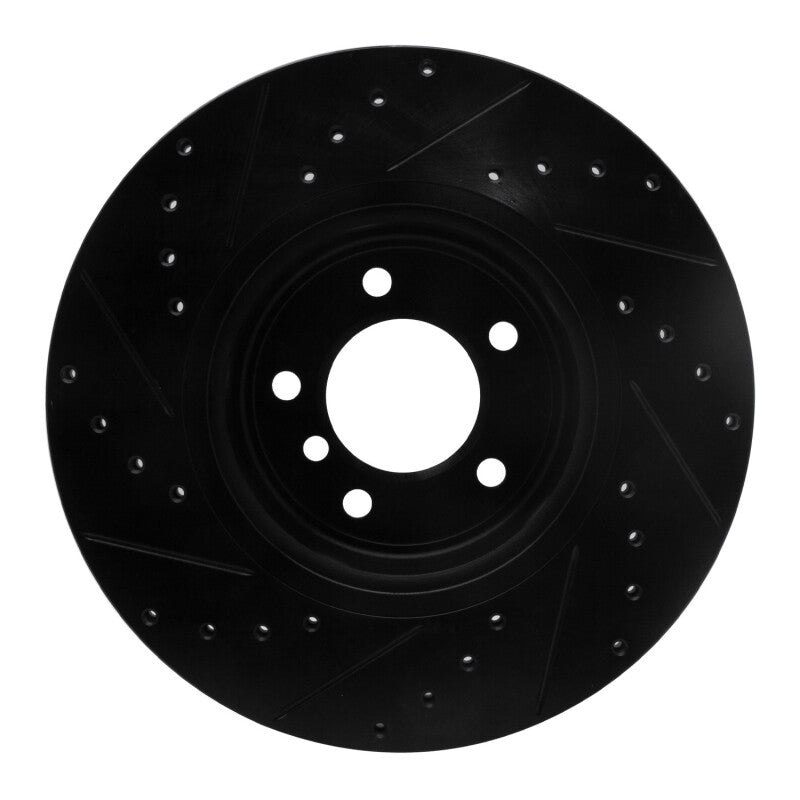R1 Concepts R1 06-13 BMW 135IS Front Right Drilled & Slotted Black Brake Rotor