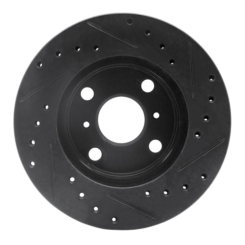 R1 Concepts R1 86-89 Toyota Celica Front Left Drilled & Slotted Black Brake Rotor