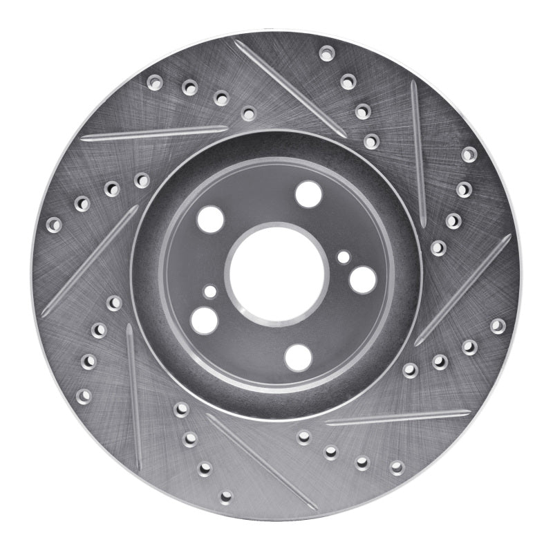 R1 Concepts R1 00-10 Pontiac Vibe Front Left Drilled & Slotted Silver Brake Rotor