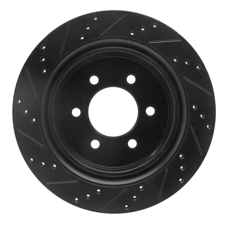 R1 Concepts R1 12-20 Ford F-150 4WD Rear Right Drilled & Slotted Black Brake Rotor