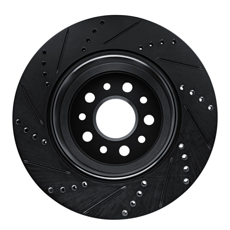 R1 Concepts R1 14-16 Maserati Ghibli Rear Right Drilled & Slotted Black Brake Rotor