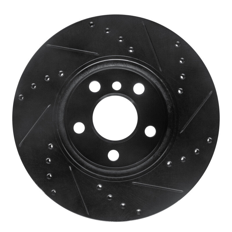 R1 Concepts R1 14-21 Mini Cooper (Excl Clubman) Front Left Drilled & Slotted Black Brake Rotor
