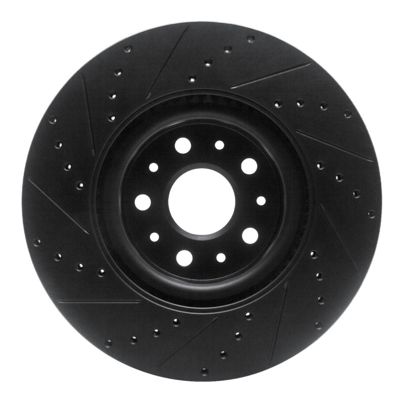 R1 Concepts R1 14-25 Cadillac CT6 Front Right Drilled & Slotted Black Brake Rotor