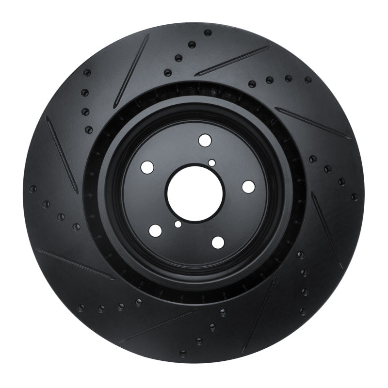 R1 Concepts R1 18-25 Subaru WRX STI Front Right Drilled & Slotted Black Brake Rotor