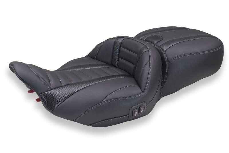 Mustang Motorcycle Mustang 23-26 Harley CVO Road Glide, Street Glide, Heated Deluxe ST 1pc 2Up Blk w/ GM Gray Thread