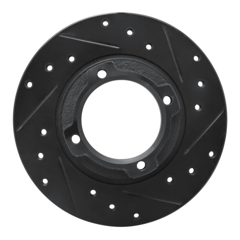 R1 Concepts R1 85-91 Subaru Loyale Rear Right Drilled & Slotted Black Brake Rotor