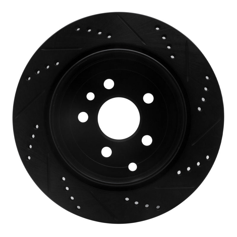 R1 Concepts R1 08-12 Land Rover LR2 Rear Left Drilled & Slotted Black Brake Rotor