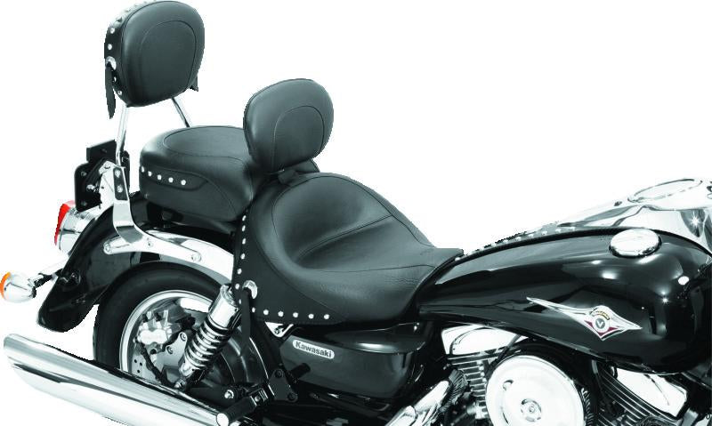 Mustang Motorcycle Mustang 03-08 Kawasaki Vulcan 1600 Classic,05-08 Nomad Tour 2PC Seat w/Driver Backrest Studs - Black