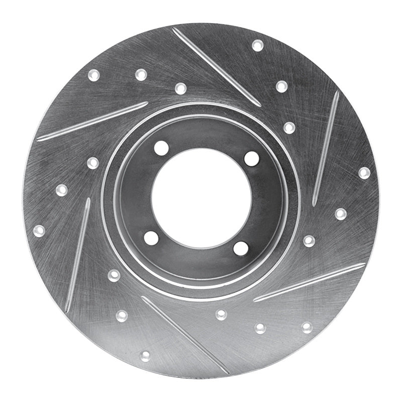 R1 Concepts R1 80-83 Nissan 200SX Front Left Drilled & Slotted Silver Brake Rotor
